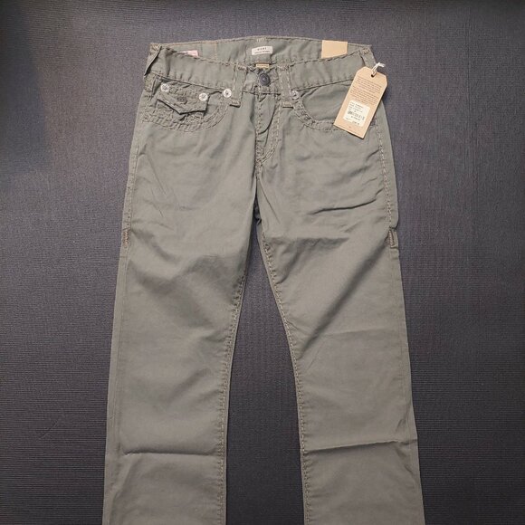 True Religion Men's Straight Jeans in Olive - Picture 1 of 16